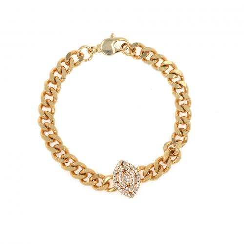 Cubic Zirconia Micro Pave Brass Bracelet 18K gold plated fashion jewelry & Unisex & micro pave cubic zirconia nickel lead & cadmium free Length Approx 18.7 cm Sold By PC