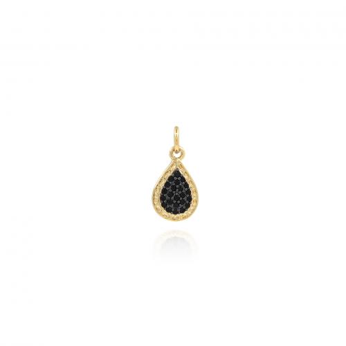 Cubic Zirconia Micro Pave Brass Pendant, Teardrop, 18K gold plated, fashion jewelry & DIY & micro pave cubic zirconia, black, nickel, lead & cadmium free, 8.30x16.50x2mm, Sold By PC