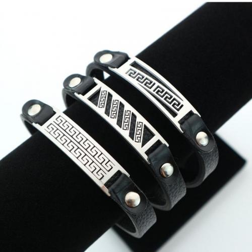 Couple Bracelet and Bangle PU Leather with 304 Stainless Steel fashion jewelry & Unisex 10mm Length Approx 22 cm Sold By PC