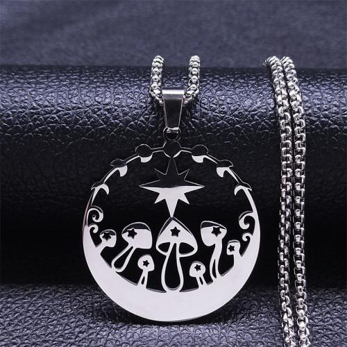 Stainless Steel Jewelry Necklace, 304 Stainless Steel, polished, fashion jewelry & Unisex, silver color, 35x35mm, Length:Approx 50 cm, Sold By PC