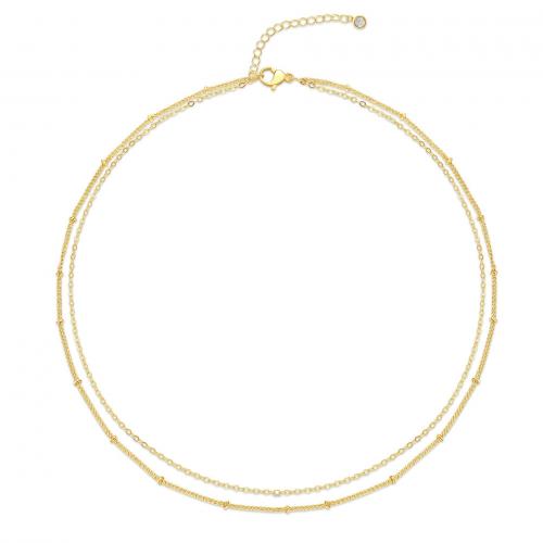 Edelstahl Schmuck Halskette, 304 Edelstahl, Doppelschicht & Modeschmuck & für Frau, keine, verkauft per ca. 35.5 cm, ca. 38 cm Strang
