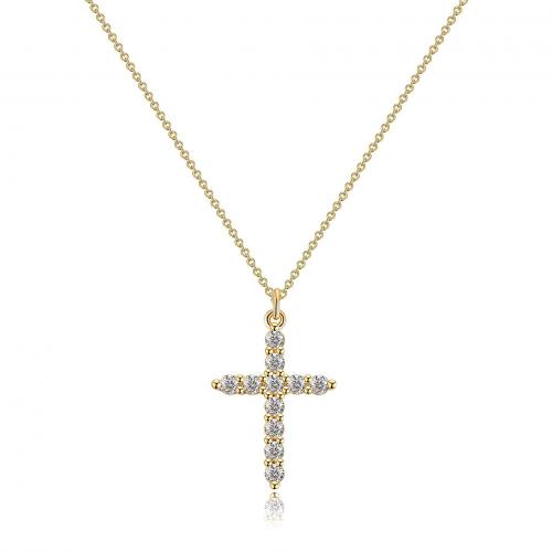 Stainless Steel Jewelry Necklace 304 Stainless Steel with 5cm extender chain Cross fashion jewelry & micro pave cubic zirconia & for woman 23mm Sold Per Approx 45 cm Strand