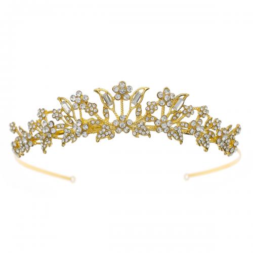 Bridal Tiaras Zinc Alloy gold color plated for woman & with rhinestone nickel lead & cadmium free Sold By PC