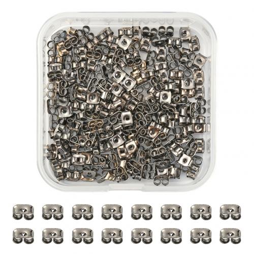 Jern Ear Nut Component, med Plastboks, Rektangel, sølvfarvet forgyldt, du kan DIY, nikkel, bly & cadmium fri, 53x20x54mm, Solgt af Box