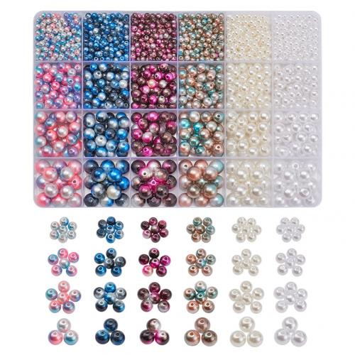 ABS Plastic Pearl DIY Jewelry Set with Plastic Box Rectangle mixed colors Sold By Box