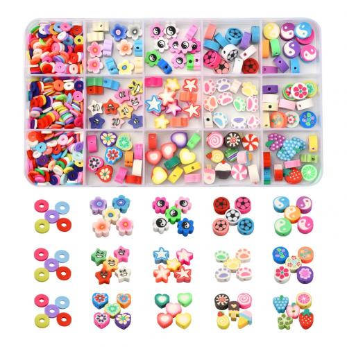 Polymer Clay DIY Jewelry Set with Plastic Box Rectangle 15 cells mixed colors Sold By Box