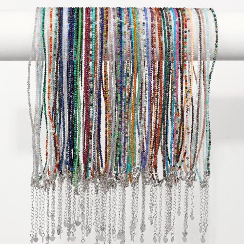 Gemstone smycken halsband, Natursten, med Järn & Zink Alloy, med 4.5cm extender kedja, mode smycken & olika material för val, fler färger för val, Längd 40 cm, Säljs av PC