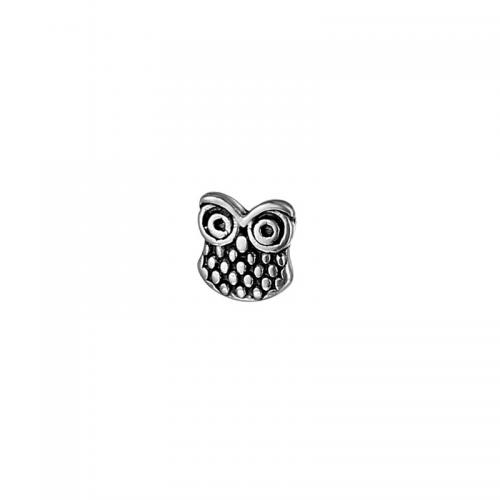 Titanium stål øreringe, Owl, forgyldt, mode smykker, sølv, 6x7mm, Solgt af PC