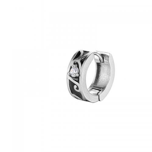 Boucle d'oreille Acier Titane, Placage, bijoux de mode, argent, 15.50x13.50mm, Vendu par PC