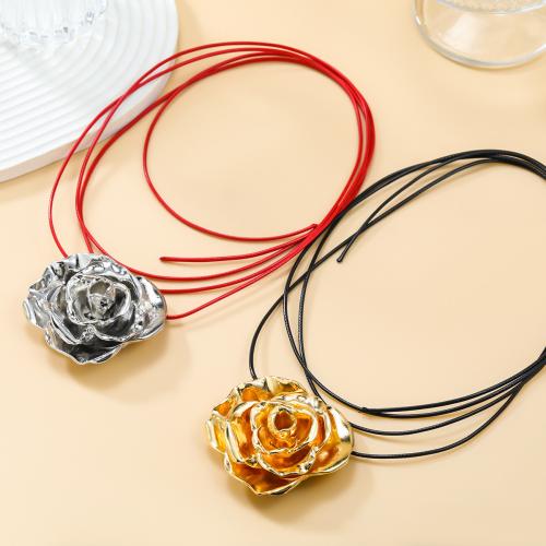Collar Necklace Zinc Alloy with Wax Cord Flower plated fashion jewelry & for woman nickel lead & cadmium free Length Approx 169.2 cm Sold By PC