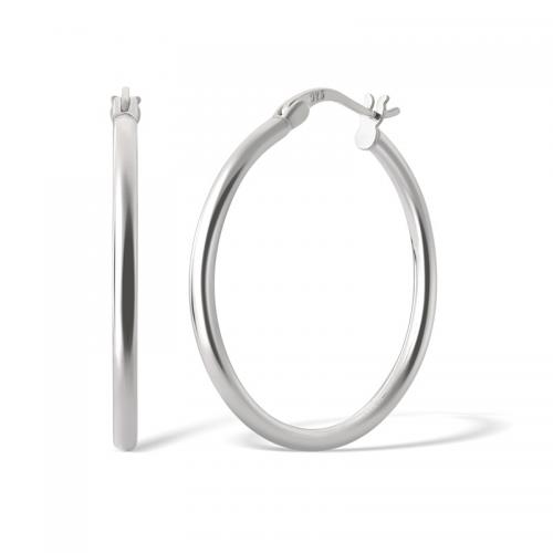 925 Sterling Silver Hoop Earrings plated & for woman silver color Sold By Pair