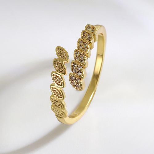 Kubieke Circonia Micro Pave Brass Ring, Messing, plated, micro pave zirconia & voor vrouw, gouden, Verkocht door PC
