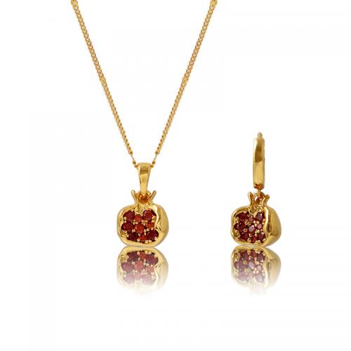 Brass Jewelry Set plated & micro pave cubic zirconia & for woman golden Sold By PC