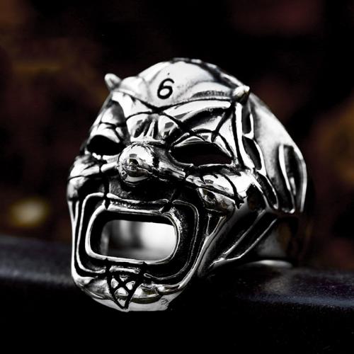 Titanium Steel Finger Ring, clown, polished, vintage & different size for choice & for man, original color, US Ring Size:7-13, Sold By PC