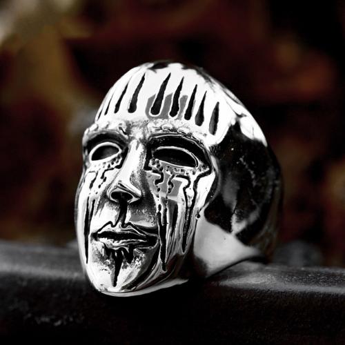 Titanium Steel Finger Ring Mask polished vintage & for man original color US Ring Sold By PC