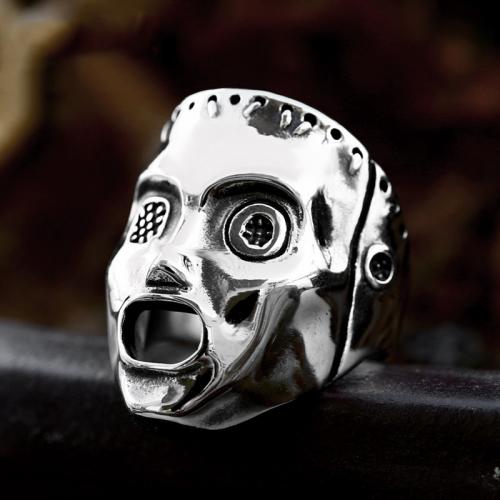 Titanium Steel Finger Ring Skull polished vintage & for man original color US Ring Sold By PC