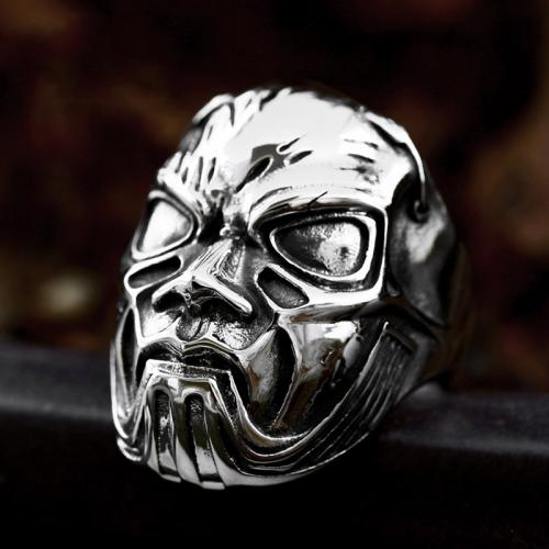 Titanium Steel Finger Ring Skull polished vintage & for man original color US Ring Sold By PC