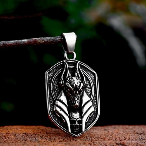 Stainless Steel Animal Pendants, 304 Stainless Steel, Wolf, polished, vintage & DIY, original color, 25.50x46.80mm, Sold By PC