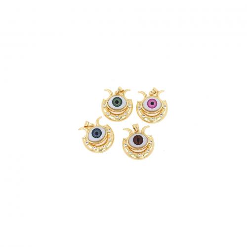 Evil Eye Pendants Brass 18K gold plated fashion jewelry & DIY & micro pave cubic zirconia & enamel nickel lead & cadmium free Sold By PC