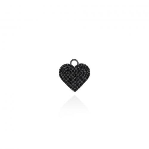 Cubic Zirconia Micro Pave Brass Pendant Heart gun black plated fashion jewelry & DIY & micro pave cubic zirconia black nickel lead & cadmium free Sold By PC