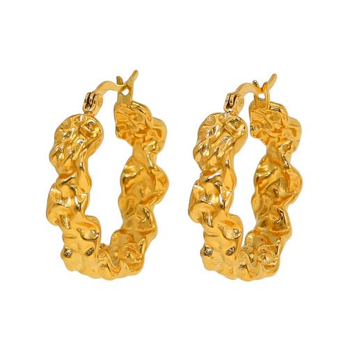 Boucle d'oreille Acier Titane, Plaqué d'or 18K, bijoux de mode & pour femme, doré, 33x29mm, Vendu par paire