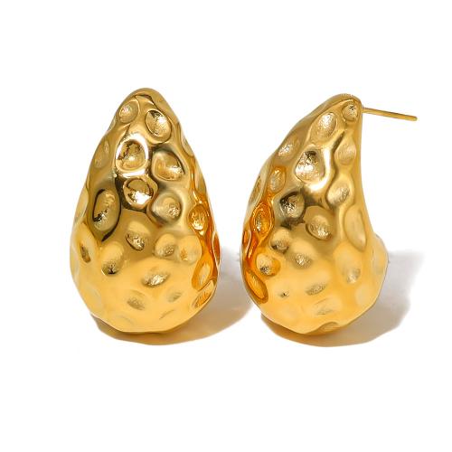 Boucle d'oreille Acier Titane, Plaqué d'or 18K, bijoux de mode & pour femme, doré, 30x20mm, Vendu par paire