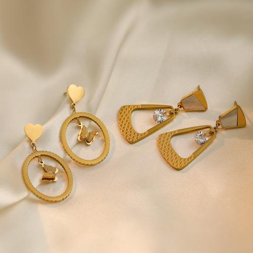 Boucle d'oreille Acier Titane, bijoux de mode & styles différents pour le choix & pour femme, doré, Vendu par paire