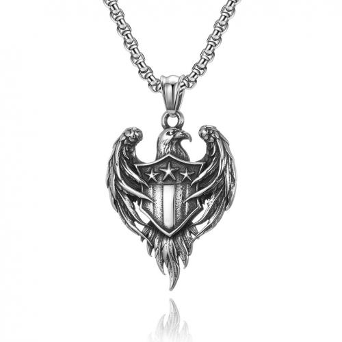 Titanium Steel Necklace, Eagle, polished, fashion jewelry & Unisex & different styles for choice, original color, 34x45mm, Length:Approx 60 cm, Sold By PC