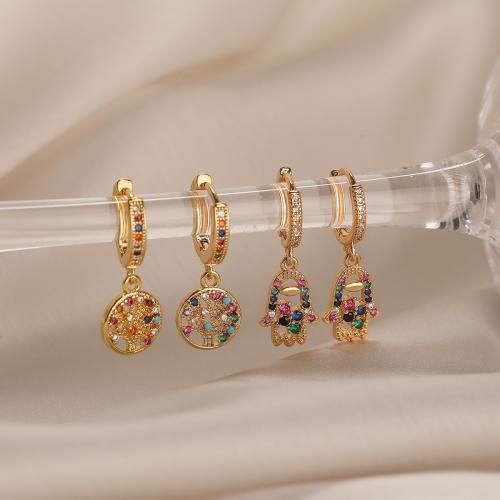 Cubic Zirconia Micro Pave Brass Earring, gold color plated, different styles for choice & micro pave cubic zirconia & for woman, more colors for choice, nickel, lead & cadmium free, Sold By Pair