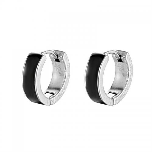 Titanium Steel  Earring, plated, fashion jewelry, silver color, 12.50x12mm, Sold By PC