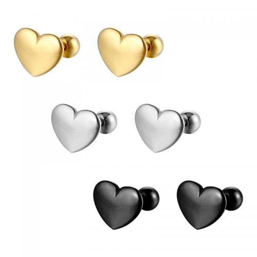 Titan stål örhänge, Hjärta, plated, mode smycken, fler färger för val, 12x8mm, Säljs av PC