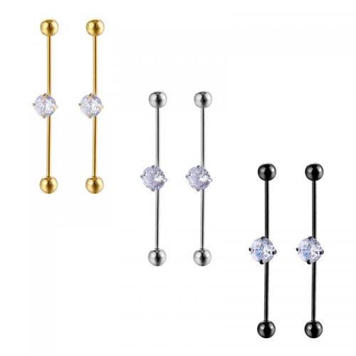 Titan stål örhänge, plated, mode smycken & med strass, fler färger för val, 7x42mm, Säljs av PC