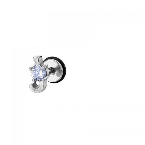 Titan stål örhänge, plated, mode smycken & med strass, silver, 5x9mm, Säljs av PC