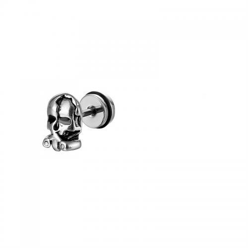 Titan stål örhänge, Skull, plated, mode smycken, silver, 13x10mm, Säljs av PC