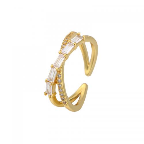 Cubic Zirconia Micro Pave Brass Ring plated micro pave cubic zirconia & for woman gold Sold By PC