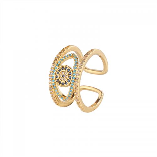 Evil Eye Jewelry Finger Ring Brass plated micro pave cubic zirconia & for woman gold Sold By PC