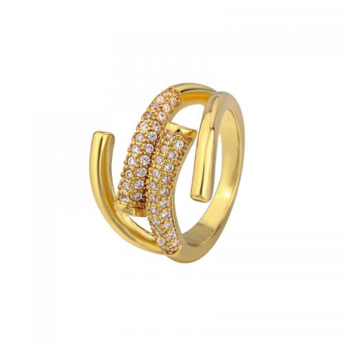 Cubic Zirconia Micro Pave Brass Ring, plated, micro pave cubic zirconia & for woman, gold, Sold By PC