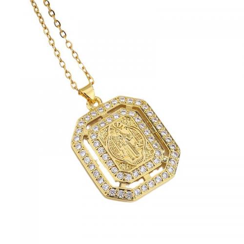 Cubic Zircon Micro Pave Brass Necklace, with 5CM extender chain, plated, different styles for choice & micro pave cubic zirconia & for woman, golden, Length:Approx 40 cm, Sold By PC
