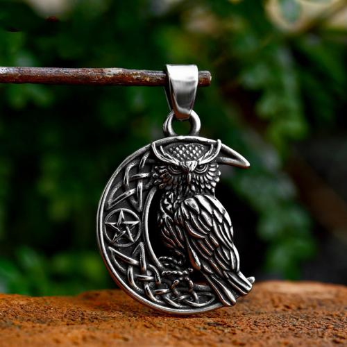 Stainless Steel Animal Pendants, 304 Stainless Steel, Owl, polished, vintage & DIY, original color, 28.40x44.20mm, Sold By PC