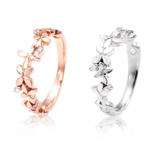 Brass Finger Ring Flower plated & micro pave cubic zirconia & for woman US Ring Sold By PC