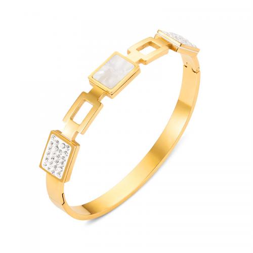 Bracelet en acier inoxydable, Acier inoxydable 304, bijoux de mode & pour femme & avec strass, doré, Vendu par PC