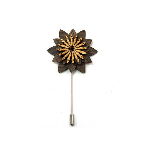 Fashion Brooch Jewelry Maple with Walnut wood & 304 Stainless Steel Flower anoint Unisex nickel lead & cadmium free Sold By PC