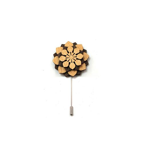 Fashion Brooch Jewelry, Maple, with Walnut wood & 304 Stainless Steel, Flower, anoint, Unisex, nickel, lead & cadmium free, 92x45mm, Sold By PC