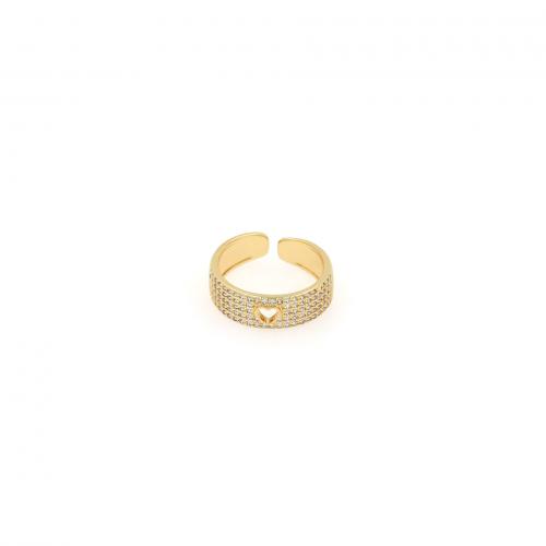 Cúbicos Circonia Micro Pave anillo de latón, metal, 18K chapado en oro, Joyería & micro arcilla de zirconia cúbica & para mujer & hueco, libre de níquel, plomo & cadmio, inner diameter:17~20mm, Vendido por UD