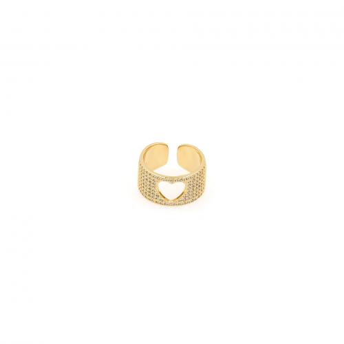 Cubique anneau en laiton Circonia Micro Pave, Plaqué or 18K, bijoux de mode & pavé de micro zircon & pour femme & creux, protéger l'environnement, sans nickel, plomb et cadmium, inner diameter:17~20mm, Vendu par PC