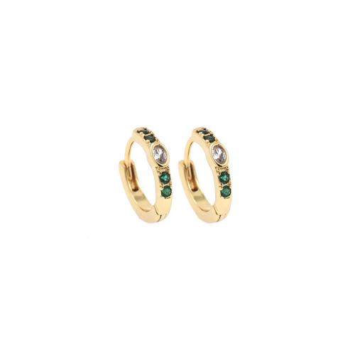 Cubic Zirconia Micro Pave Brass Earring 18K gold plated fashion jewelry & micro pave cubic zirconia & for woman green nickel lead & cadmium free Sold By Pair