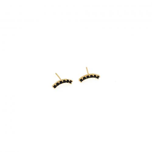 Cubic Zirconia Micro Pave Latão Brinco, cobre, 18K banhado a ouro, joias de moda & micro pavimento em zircônia cúbica & para mulher, preto, níquel, chumbo e cádmio livre, 2.10x13.80x14.20mm, vendido por par