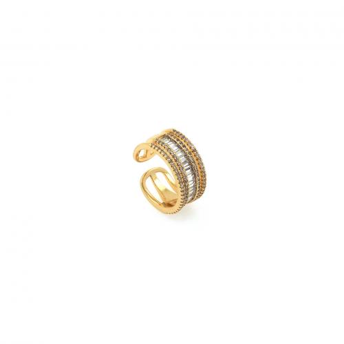 Cubique anneau en laiton Circonia Micro Pave, Plaqué or 18K, bijoux de mode & pavé de micro zircon & pour femme, protéger l'environnement, sans nickel, plomb et cadmium, inner diameter:17~20mm, Vendu par PC