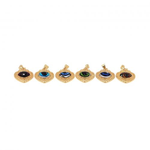 Evil Eye Pendants Brass Heart 18K gold plated fashion jewelry & DIY & enamel nickel lead & cadmium free Sold By PC