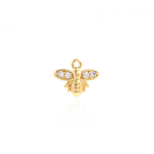 Cubic Zirconia Micro Pave Brass Pendant Bee 18K gold plated fashion jewelry & DIY & micro pave cubic zirconia nickel lead & cadmium free Sold By PC